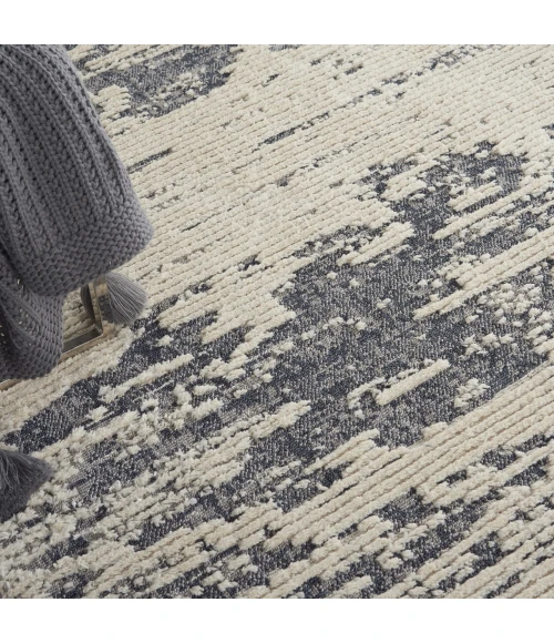 Nourison Zermatt Ivory Blue ZER03 7ft.10in. x 9ft.10in. Rect. Rug