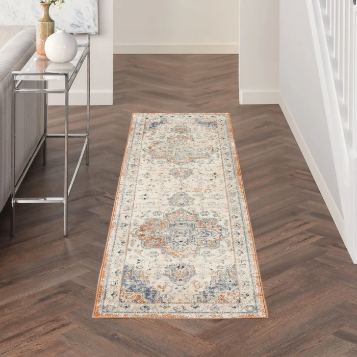 Nourison Nourison Essentials Persian Beige Blue NRE07 2 ft. 2 in. X 14 Rect. Rug