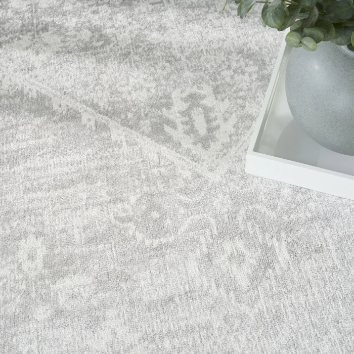 Nourison Astra Machine Washable Light Grey ASW11 10ft. x 14ft. Rect. Rug