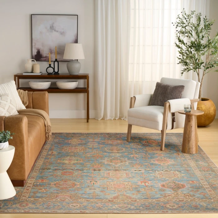 Nourison Vintage Washables Navy Multicolor VWS10 9 ft. X 12 ft. Rect. Rug