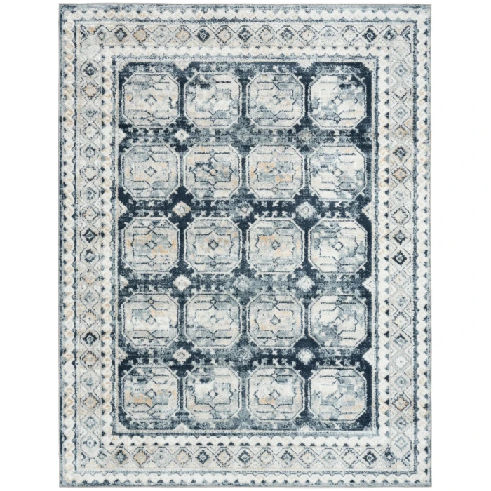 Nourison Dekor Grey Navy DEK01 4 ft. X 6 ft. Rect. Rug