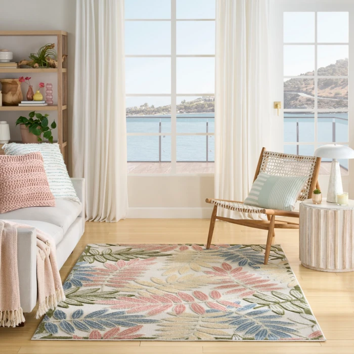 Nourison Aloha Ivory Rose ALH18 3 ft. 6 in. X 5 ft. 6 in. Rect. Rug