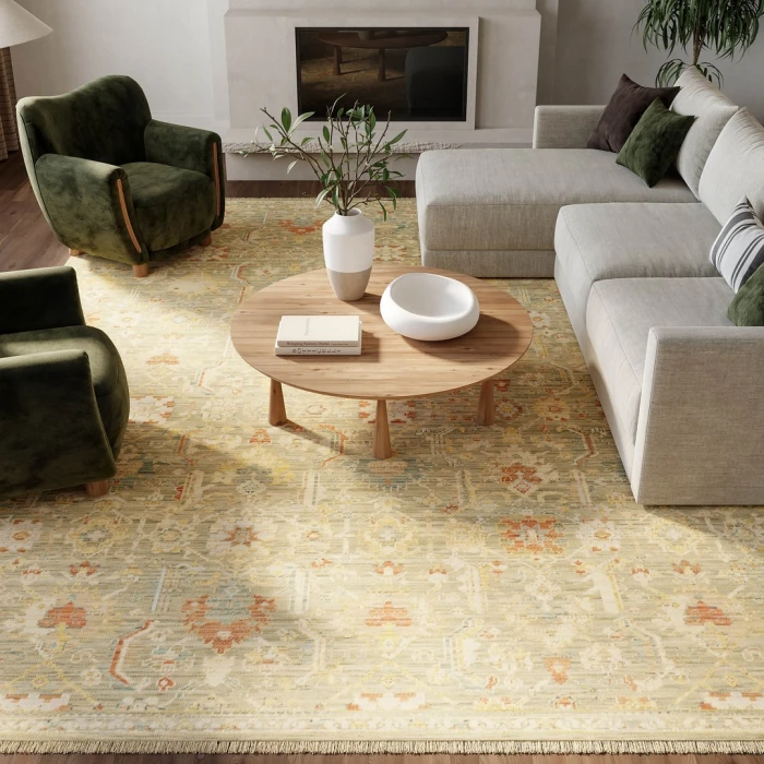 Nourison Antique Bloom Sage Multicolor ANB02 9ft. x 12ft. Rect. Rug