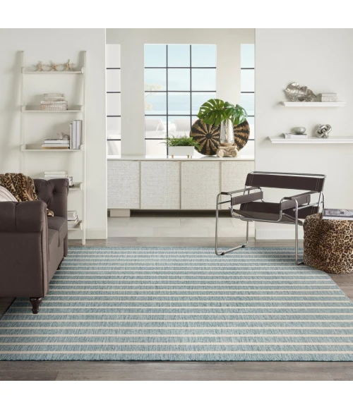 Nourison Positano Aqua Ivory POS03 9 ft. X 12 ft. Rect. Rug