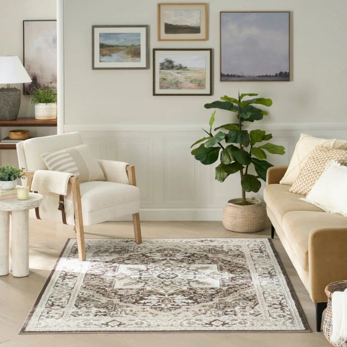 Nourison Dekor Brown Ivory DEK08 5 ft. 3 in. X 7 ft. Rect. Rug