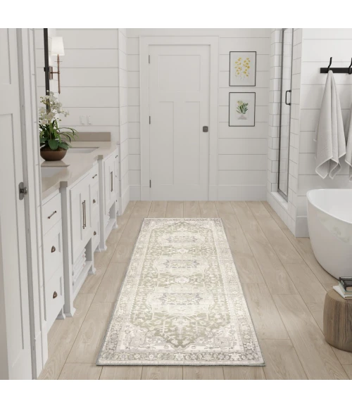 Nourison Vintage Washables Green VWS08 2 ft. 2 in. X 8 ft. Rect. Rug