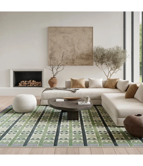 Nourison Nordic Green Blue NRC06 8 ft. X 10 ft. Rect. Rug