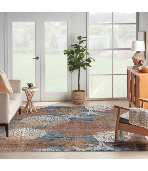 Nourison Seaside Blue Multicolor SDS04 10 ft. X 14 ft. Rect. Rug