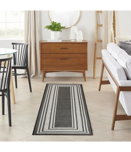 Nourison Horizon Indoor/Outdoor Black HOZ03 2 ft. X 6 ft. Rect. Rug