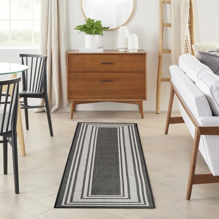 Nourison Horizon Indoor/Outdoor Black HOZ03 2 ft. X 6 ft. Rect. Rug