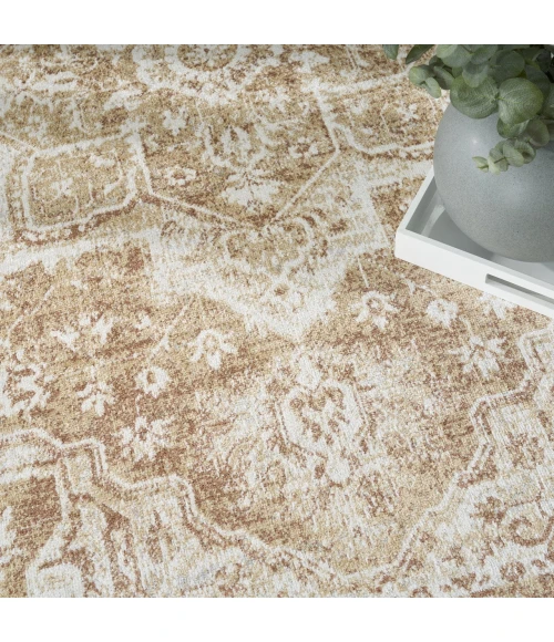 Nourison Home Astra Machine Washable Brown ASW12 5ft.3in. x Round Round Rug