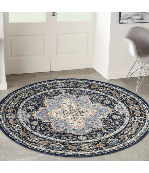 Nourison Nourison Essentials Persian Navy NRE07 6 ft. X Round Rug