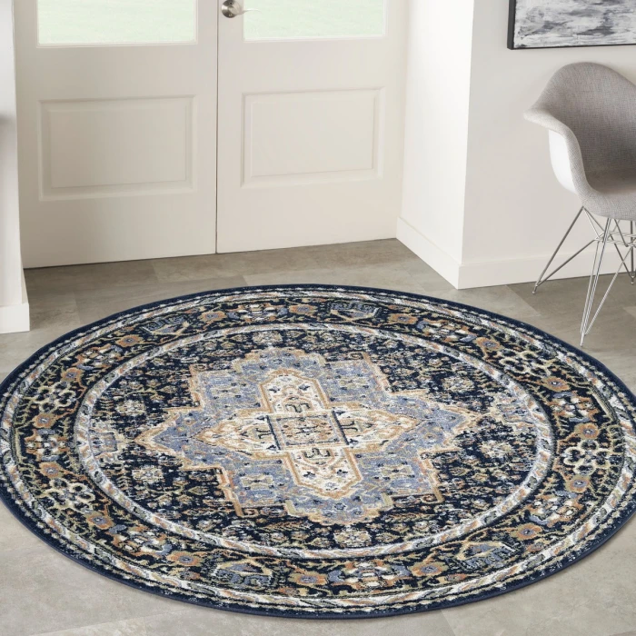 Nourison Nourison Essentials Persian Navy NRE07 6 ft. X Round Rug