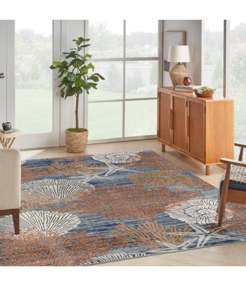 Nourison Seaside Blue Multicolor SDS04 9 ft. X 12 ft. Rect. Rug