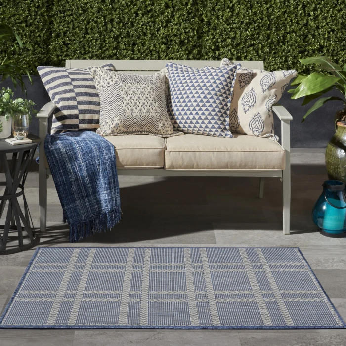 Nourison Home Horizon Indoor/Outdoor Blue HOZ04 3ft. x 5ft. Rect. Rug