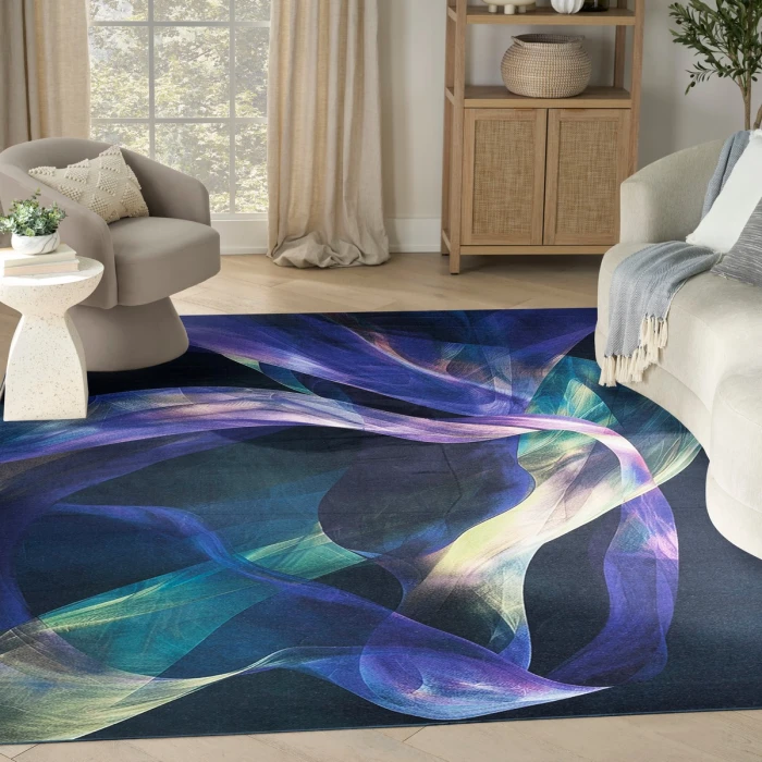 Nourison Nourison Washables Blue Multicolor NWB16 8 ft. X 10 ft. Rect. Rug