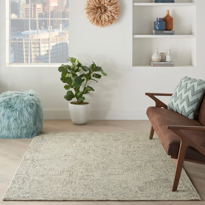 Nourison Interlock Blue Ivory ITL03 5 ft. X 8 ft. Rect. Rug