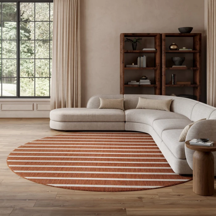 Nourison Positano Terracotta Ivory POS03 12ft. Round Rug