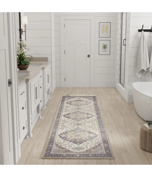 Nourison Vintage Washables Ivory Purple VWS13 2 ft. 2 in. X 8 ft. Rect. Rug