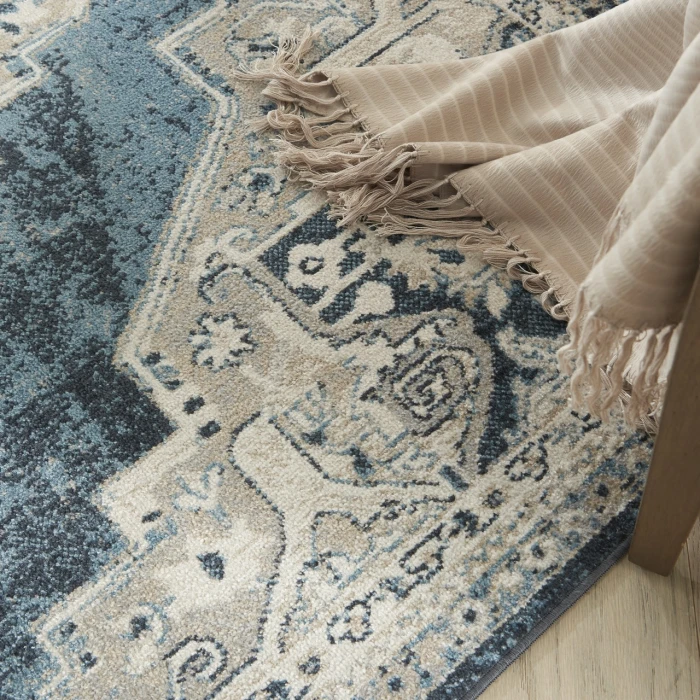 Nourison Carina Blue Grey CNA01 4ft. x 6ft. Rect. Rug