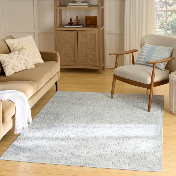 Nourison Washable Charm Blue Ivory WCH03 4 ft. X 6 ft. Rect. Rug