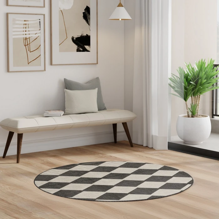 Nourison Positano Black POS04 4ft. Round Rug