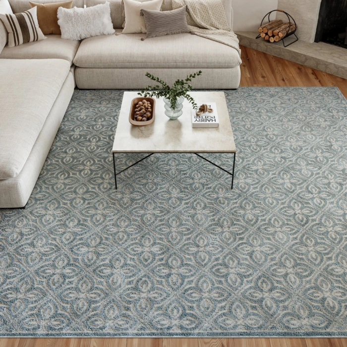 Nourison Home Washable Charm Blue WCH03 8ft. x 10ft. Rect. Rug