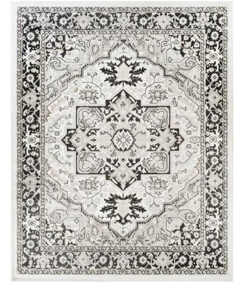 Nourison Dekor Ivory Charcoal DEK08 7 ft. 10 in. x 9 ft. 10 in. Rect. Rug