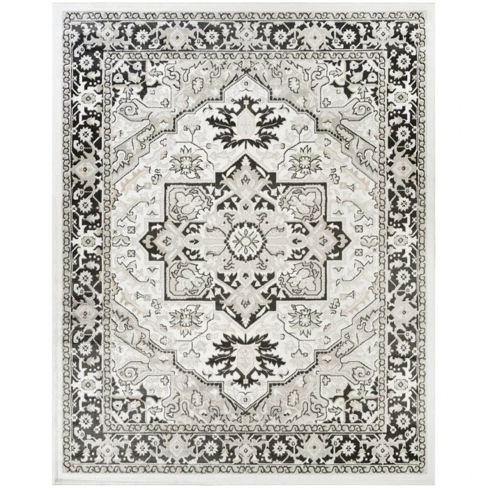 Nourison Dekor Ivory Charcoal DEK08 7 ft. 10 in. x 9 ft. 10 in. Rect. Rug