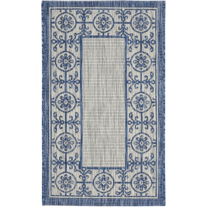 Nourison Country Side Ivory Blue CTR03 2ft.2in. x 3ft.9in. Rect. Rug