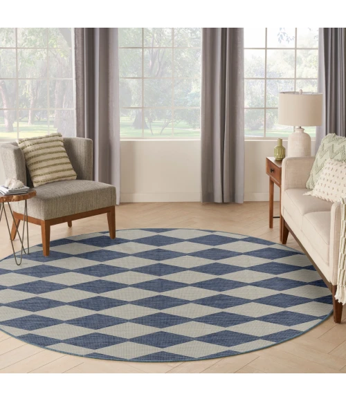 Nourison Positano Navy Blue POS04 6 ft. X Round Rug