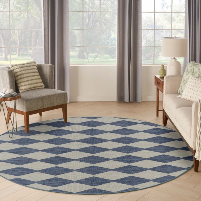 Nourison Positano Navy Blue POS04 6 ft. X Round Rug