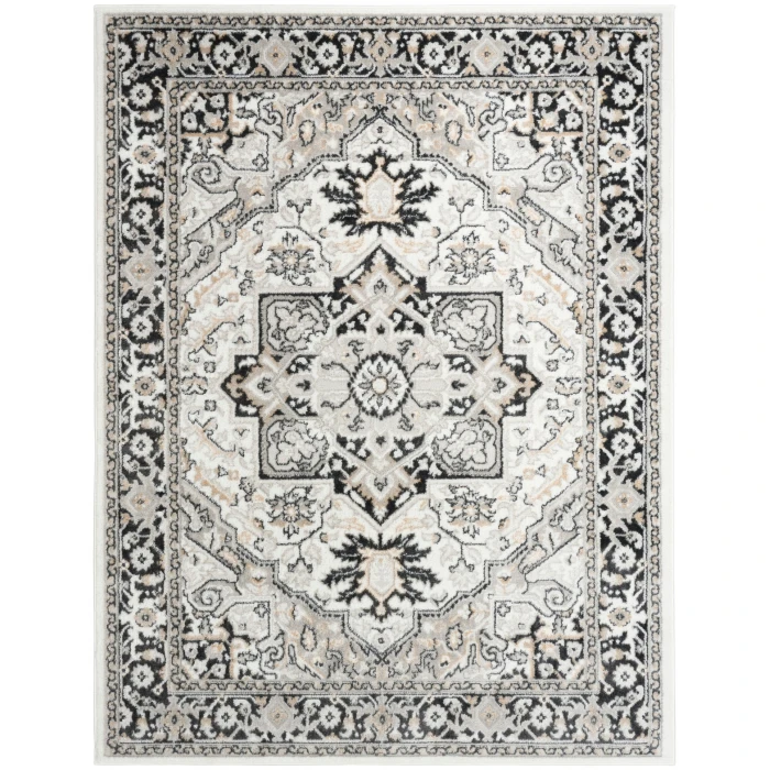 Nourison Dekor Ivory Charcoal DEK08 4 ft. X 6 ft. Rect. Rug