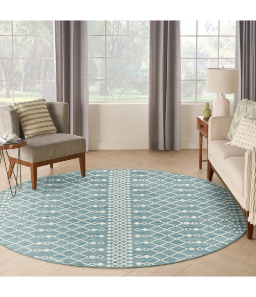 Nourison Positano Aqua POS02 8 ft. X Round Rug