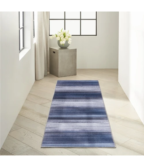 Nourison Launder Navy LDR01 2ft.2in. x 7ft.6in. Rect. Rug