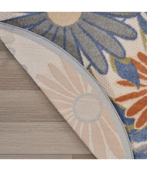 Nourison Aloha Beige Multicolor ALH33 5 ft. 3 in. X Round Rug