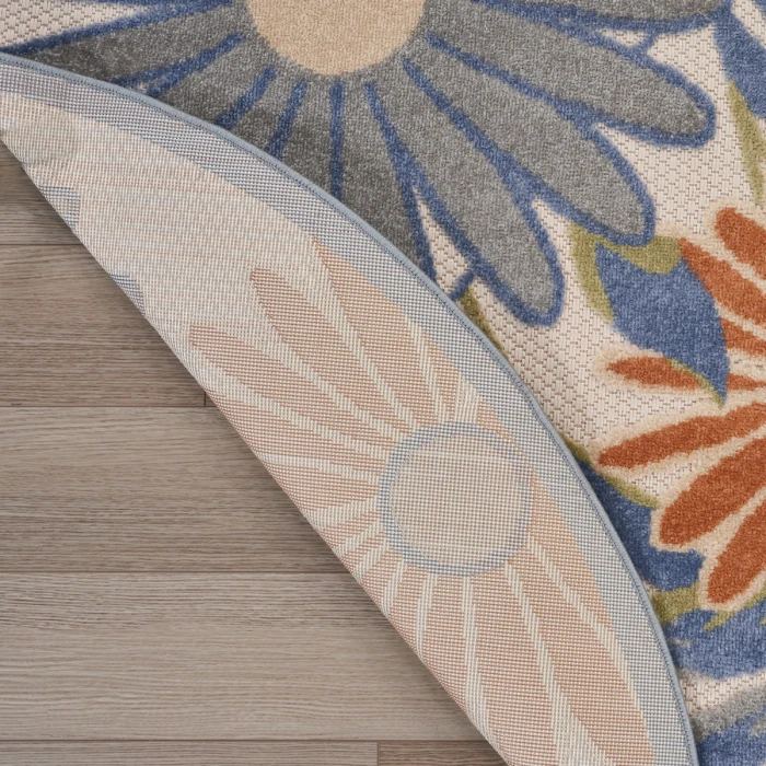 Nourison Aloha Beige Multicolor ALH33 5 ft. 3 in. X Round Rug