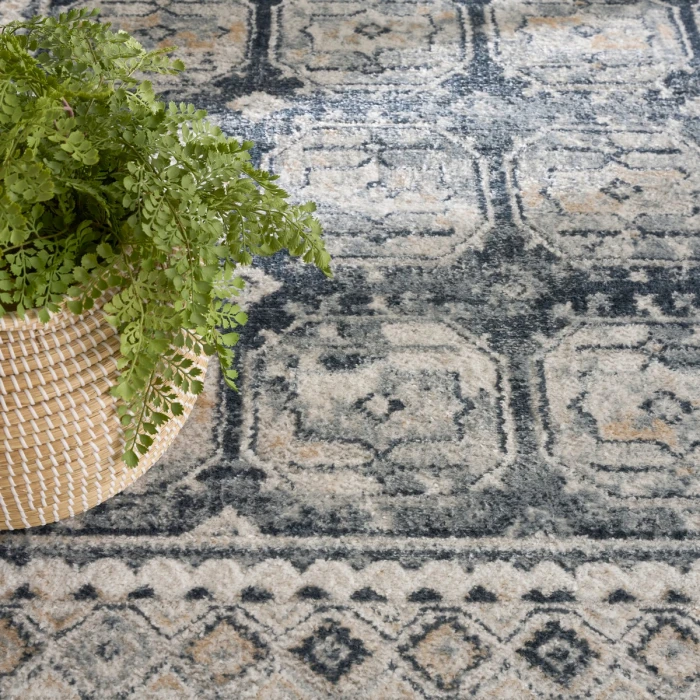 Nourison Dekor Grey Navy DEK01 4 ft. X 6 ft. Rect. Rug