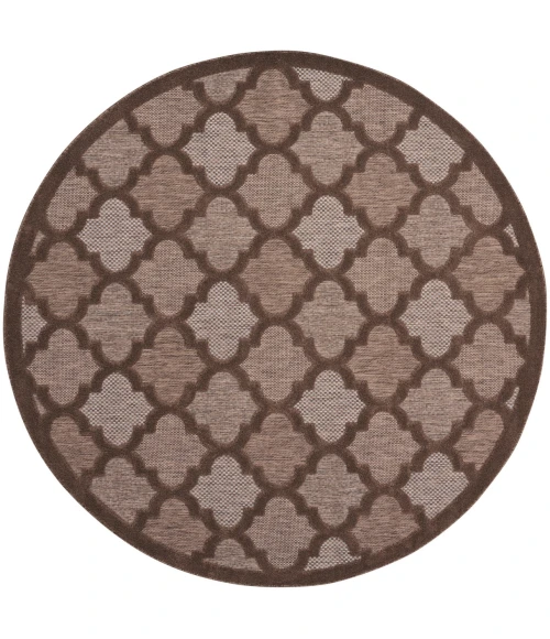 Nourison Easy Care Brown NES01 6 ft. X Round Rug