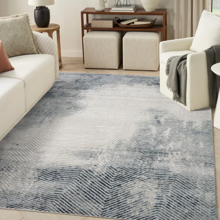 Nourison Dekor Grey Navy DEK04 7 ft. 10 in. X 9 ft. 10 in. Rect. Rug