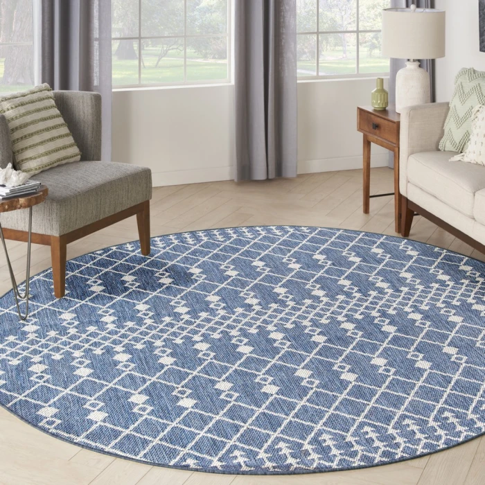 Nourison Positano Navy Blue POS02 6ft. Round Rug