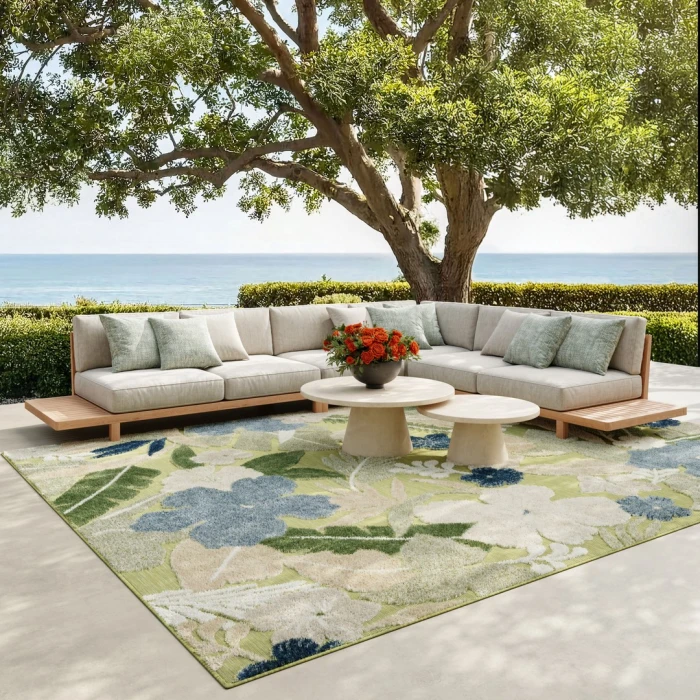 Nourison Suncoast Green Blue SNC01 9ft. x 12ft. Rect. Rug