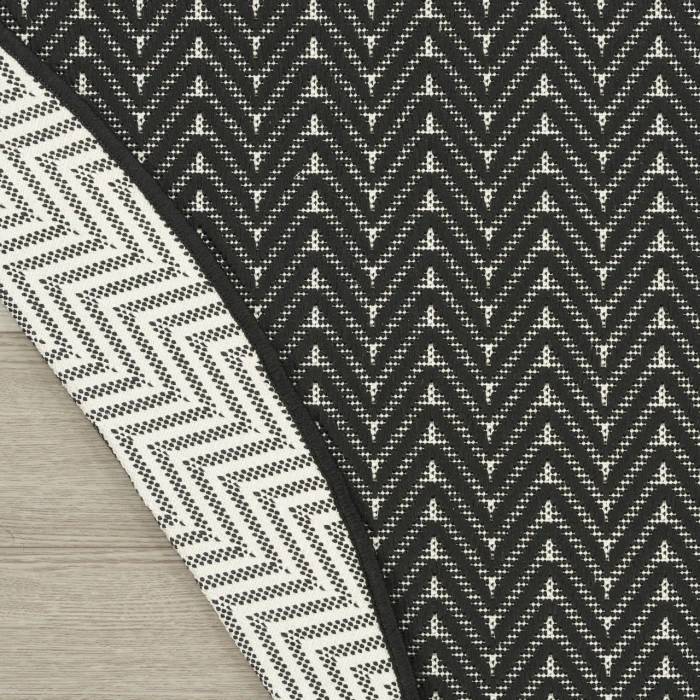 Nourison Horizon Indoor/Outdoor Black HOZ02 5ft. x Round Rug