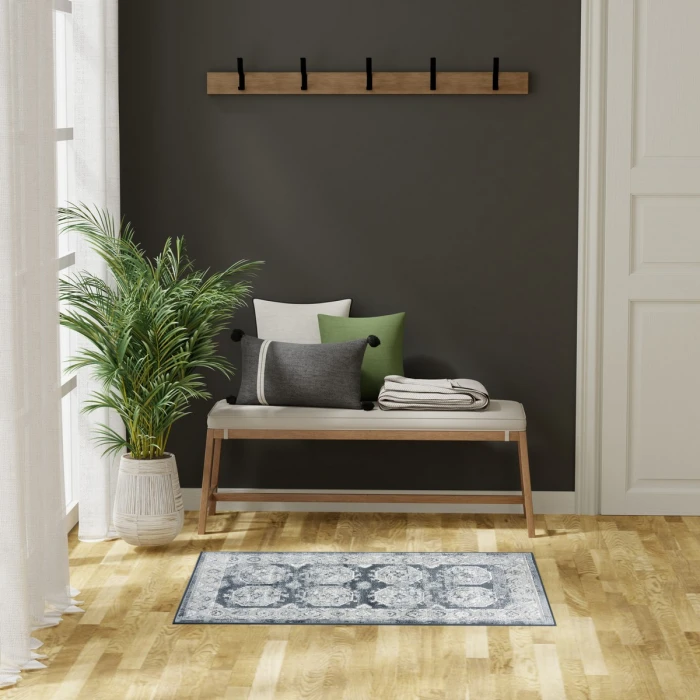 Nourison Dekor Grey Navy DEK01 2 ft. X 4 ft. Rect. Rug