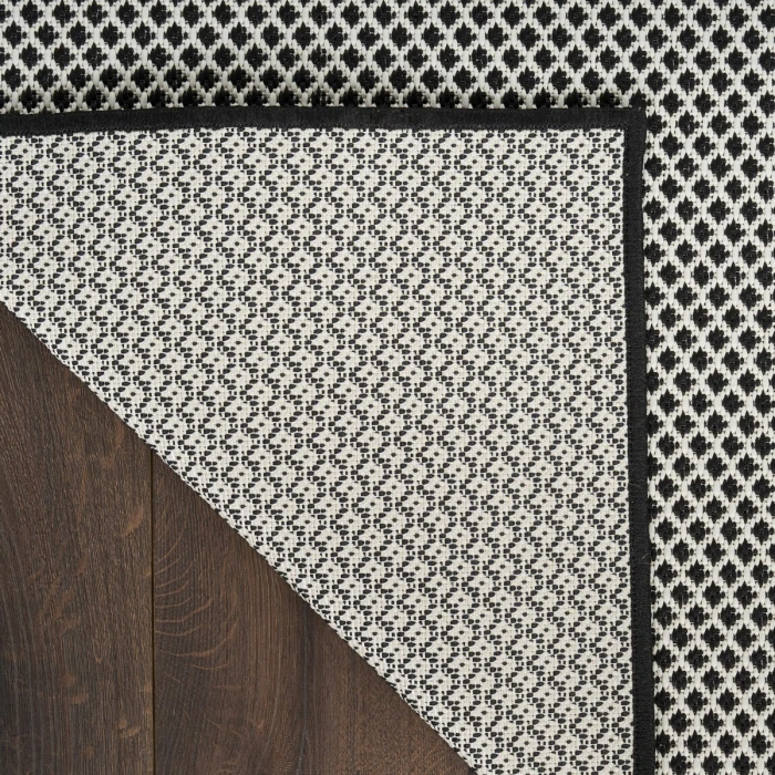 Nourison Courtyard Black White COU01 9 ft. X 12 ft. Rect. Rug