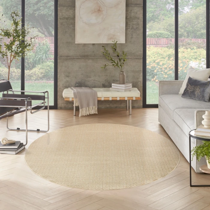 Nourison Tulum Cream TLM02 8 ft. X Round Rug