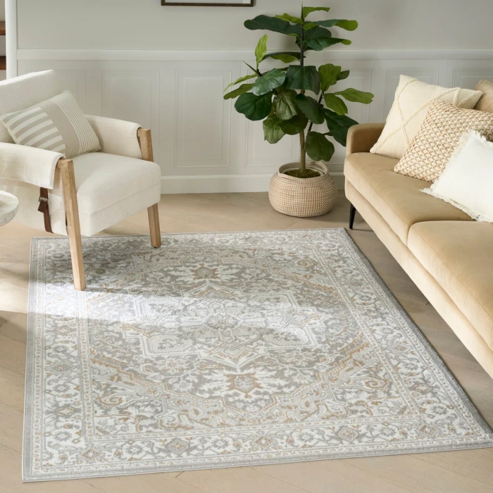 Nourison Dekor Light Grey DEK08 4 ft. X 6 ft. Rect. Rug