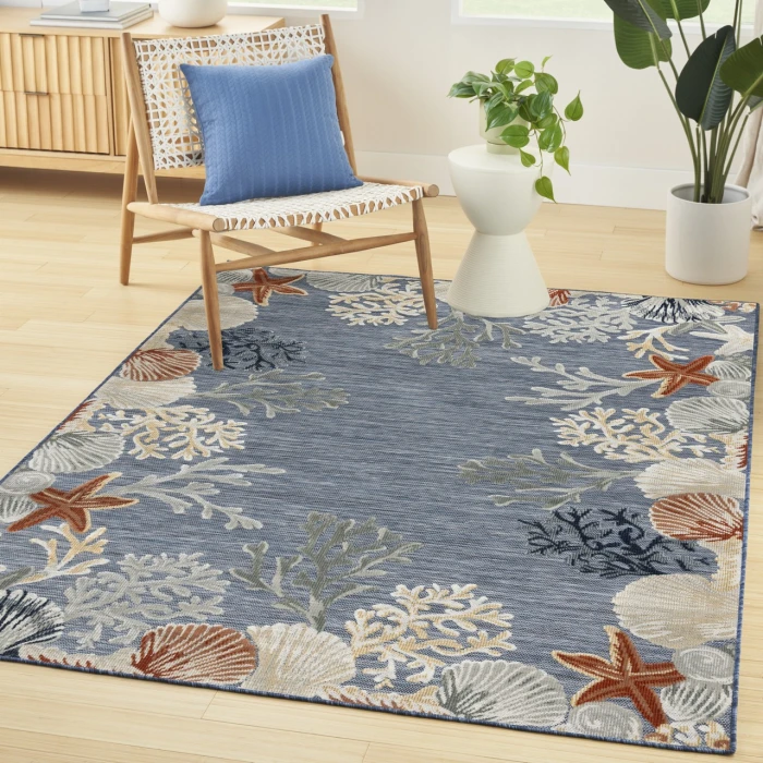Nourison Home Suncoast Blue SNC04 5ft.3in. x 7ft.3in. Rect. Rug
