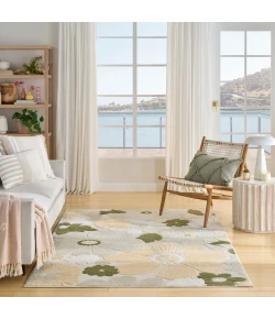 Nourison Home Aloha ALH42 Ivory Green 5 ft. 3 in. X 7 ft. 5 in. Area Rug