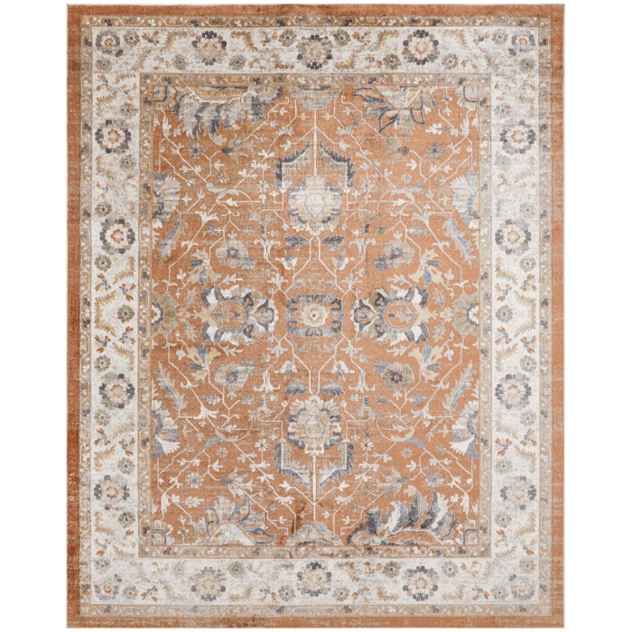 Nourison Astra Machine Washable Rust Ivory ASW20 9 ft. x 12 ft. Rect. Rug